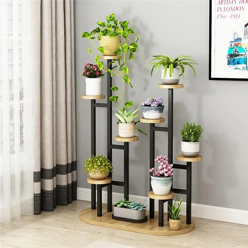MODEL A Интерьер Etagere Pour Plante деревянный плантенстандарт Escalera Decorativa Madera Dekoration стеллаж балкон Цветочная Полка Подставка для растений - Цвет: MODEL A