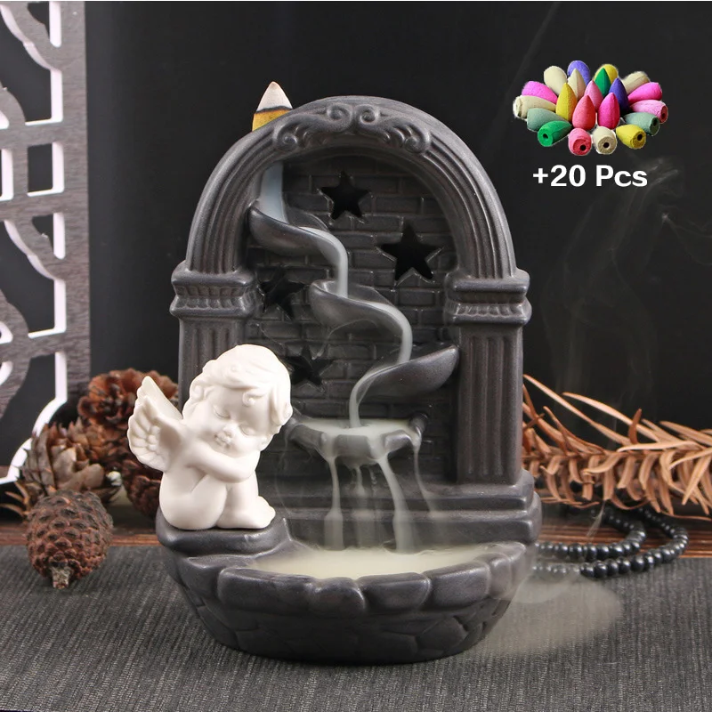 Burner Incense Muslim Fountain For Home Spiritual Decor Angel Wings
