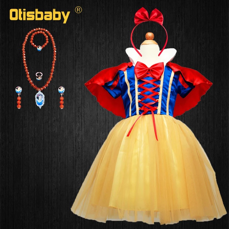 OTISBABY 4 layers Snow White Cosplay Dresses for Girls Party Princess Dress Children's Tulle Dress Baby Girl Tutu Dress Infant silk dress Dresses