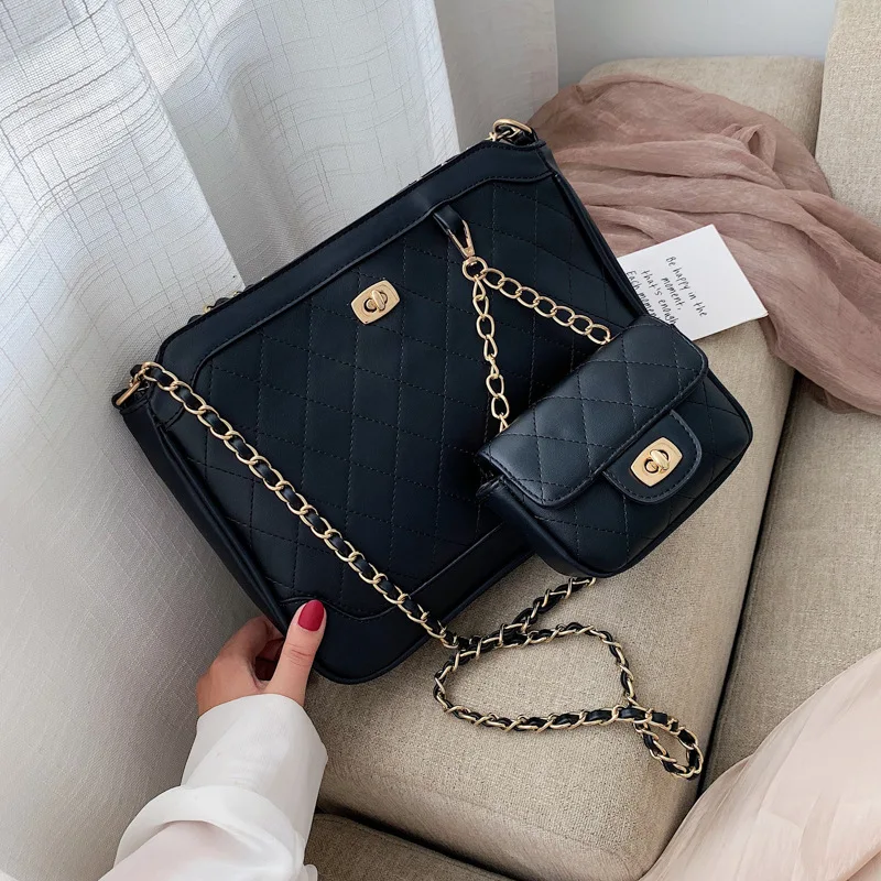 

France Origional Non-mainstream Design WOMEN'S Leather Bags Large-Volume Crossbody Bag Car Suture Classic Rhombus Chain Bag
