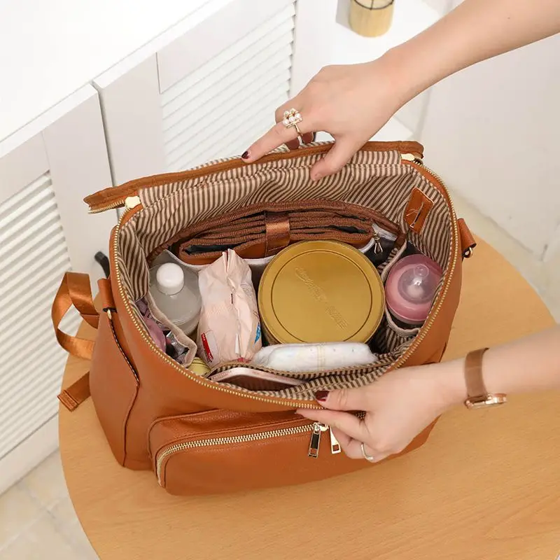 PU Leather Baby Nappy Diaper Bag Backpack+Changing Pad+Stroller Straps+Insulation bag+Cosmetic bag PU Leather Baby Nappy Diaper Bag Backpack+Changing Pad+Stroller Straps+Insulation bag+Cosmetic bag
