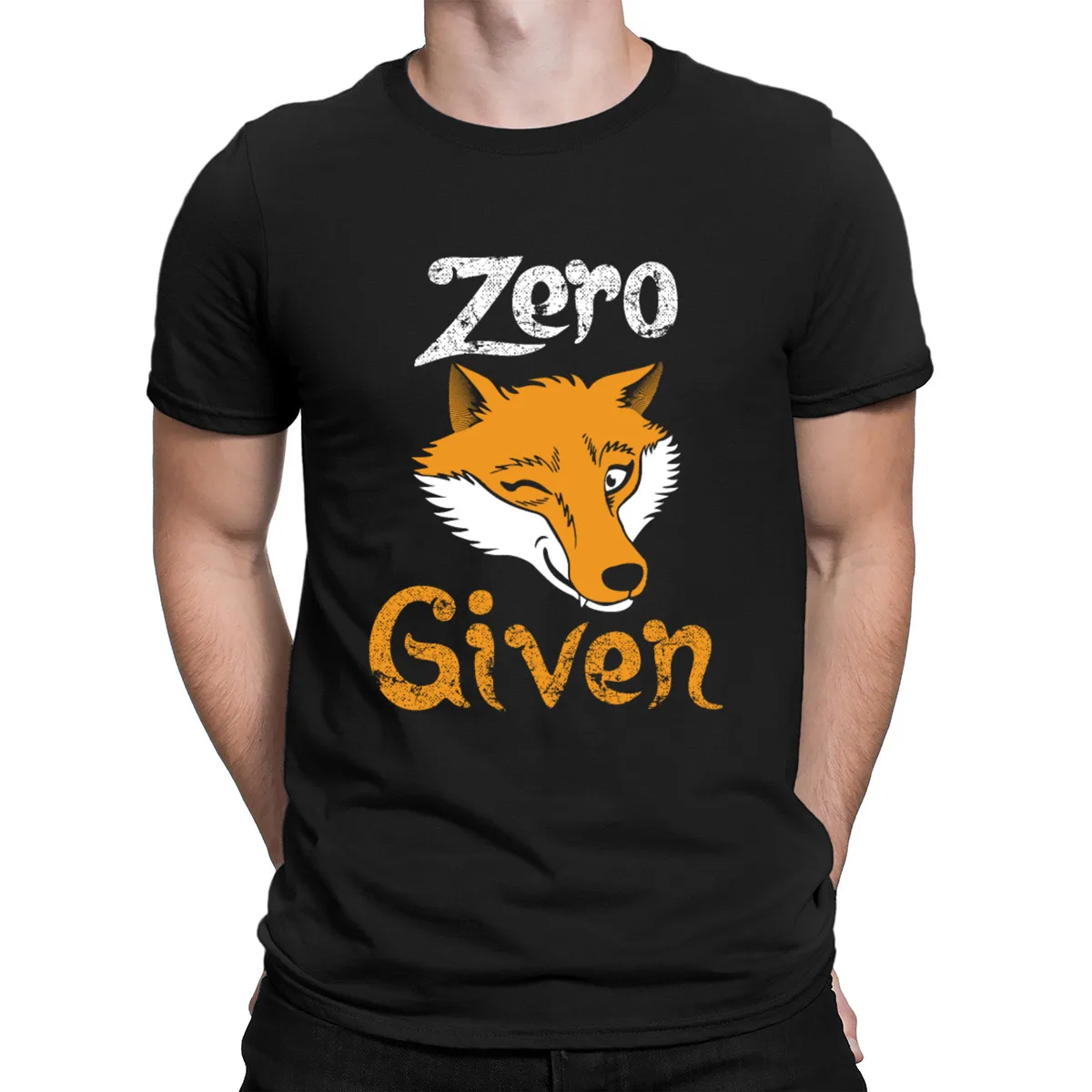 Zero Fox Given Wordplay Pun Apathy Indifference футболка сумасшедшая Хлопковая мужская футболка с принтом летняя стильная анларовая Юмористическая футболка