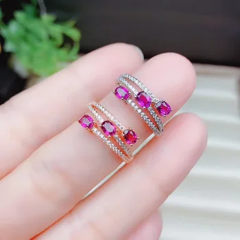 

Natural And Real Garnet Ring Wedding Engagement Rings for Women 925 sterling silver Ring