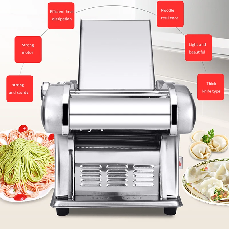 Noodle Press Machine Automatic Commercial Stainless Steel Clectric Pasta Maker Machine Dough Cutter Dumpling Skin Machine 220V