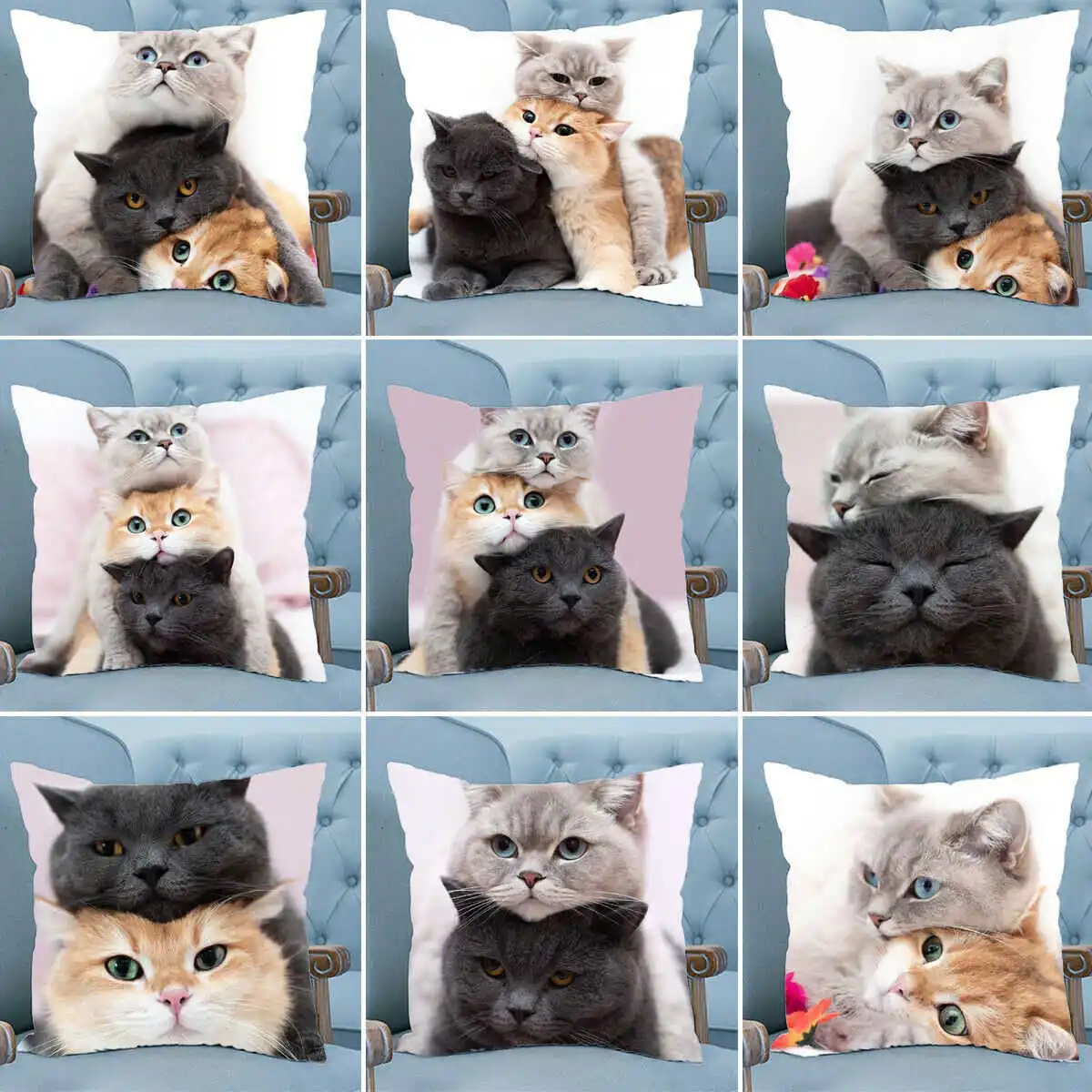 

HGLEGYW Decor Waist Car Throw 3D Cover Pillow Sofa Cat Cushion Case Cute Pattern Home