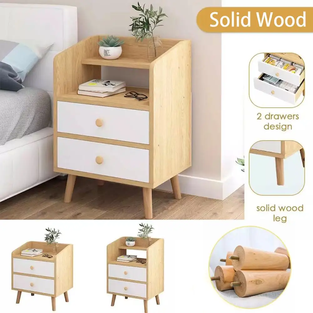 

Nordic Simple Bedside Cabinet Storage Modern Home Solid Wood Bedside Table Small Closet Shelf Bedroom Organizer