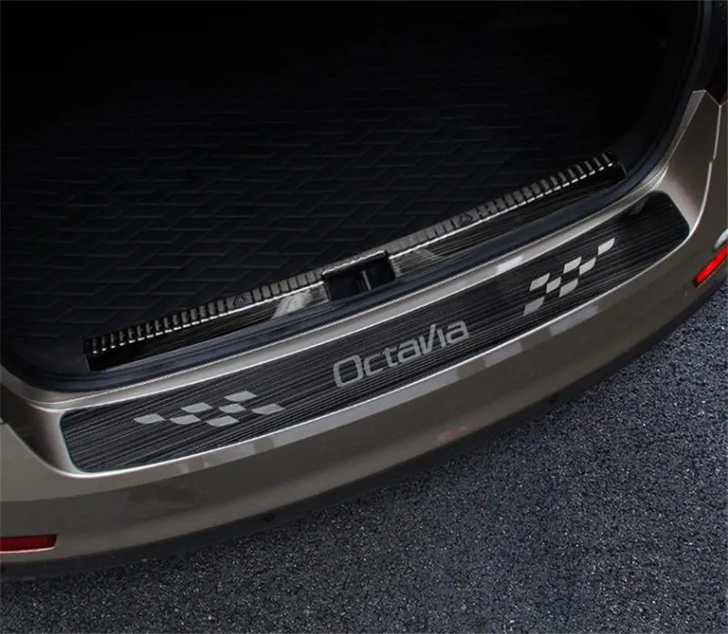 Car styling for Skoda Octavia A7 2015-2019 Sedan Rear Door Bumper Protector sill plate/ Trunk Tread Plate Trim | Автомобили и