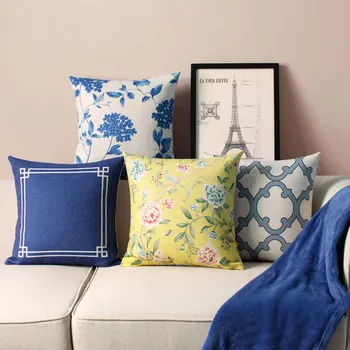 

DUNXDECO Cushion Cover Square Pillow Case Modern Nordic Style Flora Birds Blend Textile Sofa Chair Coussin Room Decorating