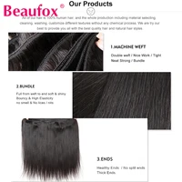 Beaufox Brazilian Hair Weave Bundles Straight Human Hair Bundles Extension Natural/Jet Black Remy 1/3/4 Pc Hair Bundles 8-30 In 2