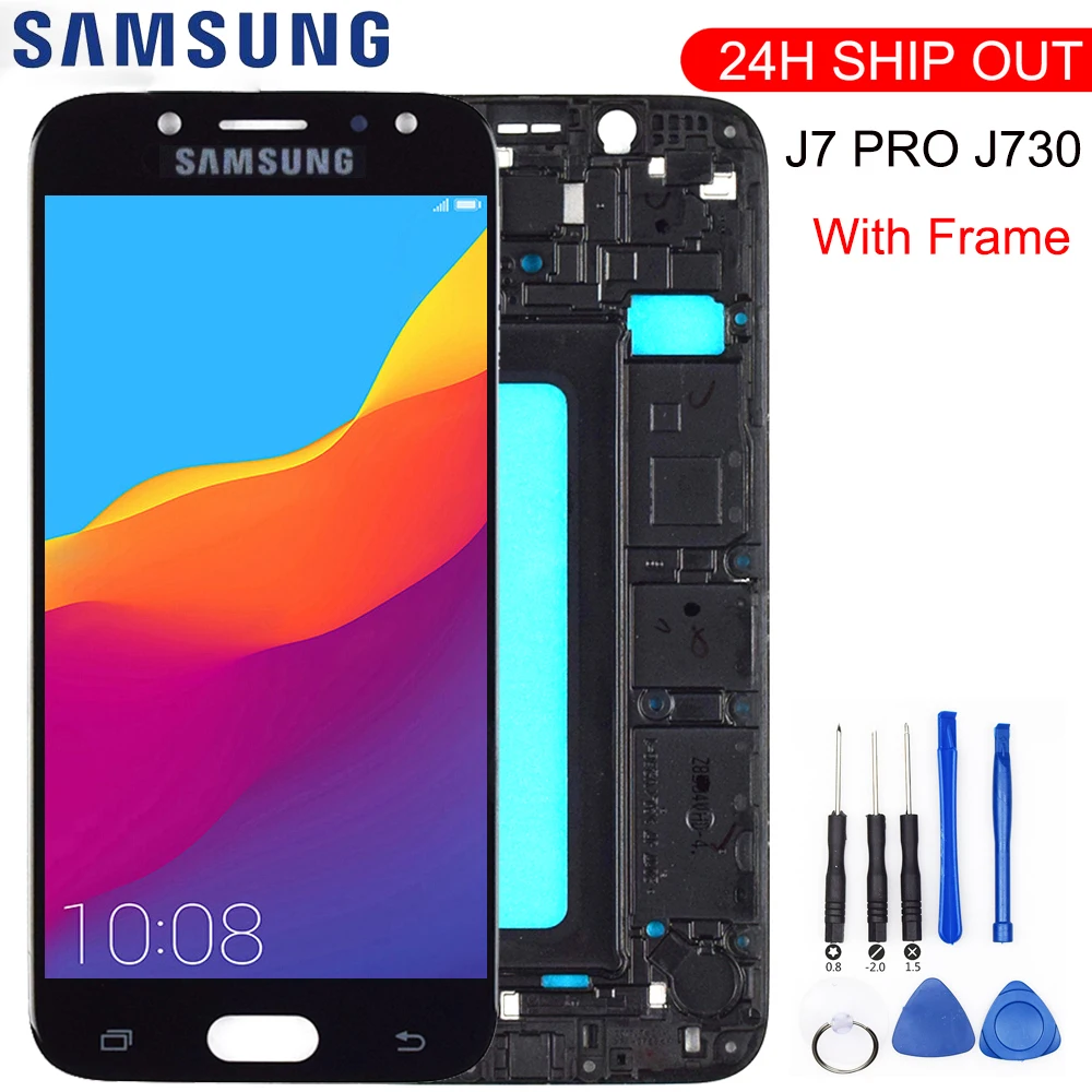 

New For Samsung Galaxy J7 Pro 2017 J730 SM-J730F J730FM/DS J730F/DS J730GM/DS LCD Display+Touch Screen Digitizer Assembly Frame