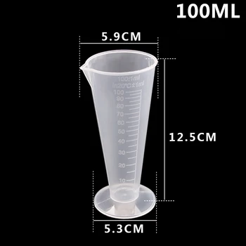 

100ML Plastic Measuring Cups Translucence Chemical Industry Cone Lab Liquid Scale Container Kitchen Tools Accessories
