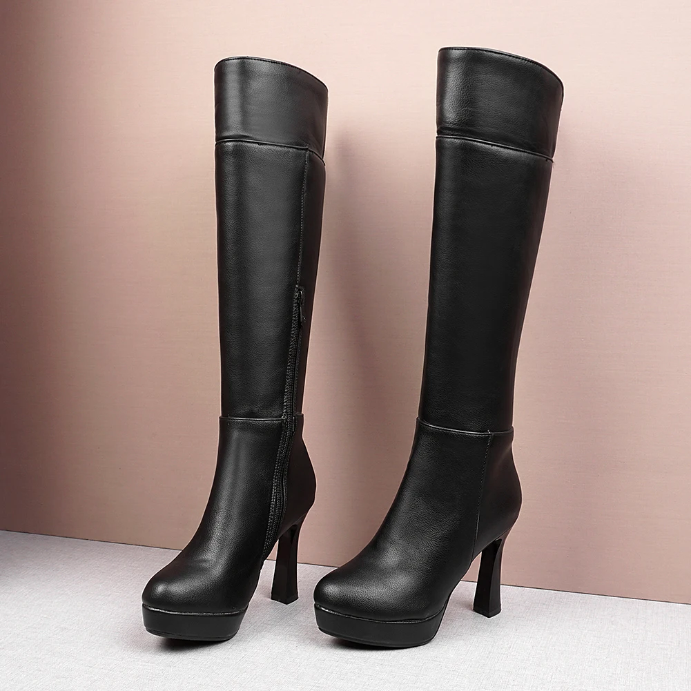 DORATASIA Big Size 32-43 New Fashion Platform Mid Calf Boots Women Ladies High Heels Shoes Woman Party Ol Sexy Boots Women