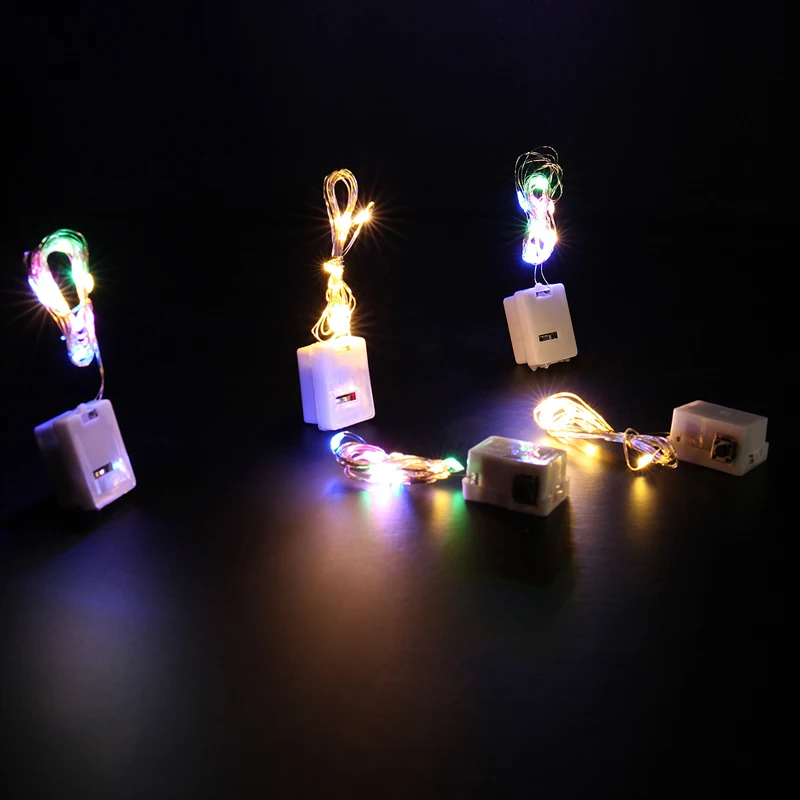 10 배 포함 배터리 3 모드 1M 2M LED 스트링 라이트, 휴일 조명 패어리 화환 크리스마스 트리 웨딩 파티 장식