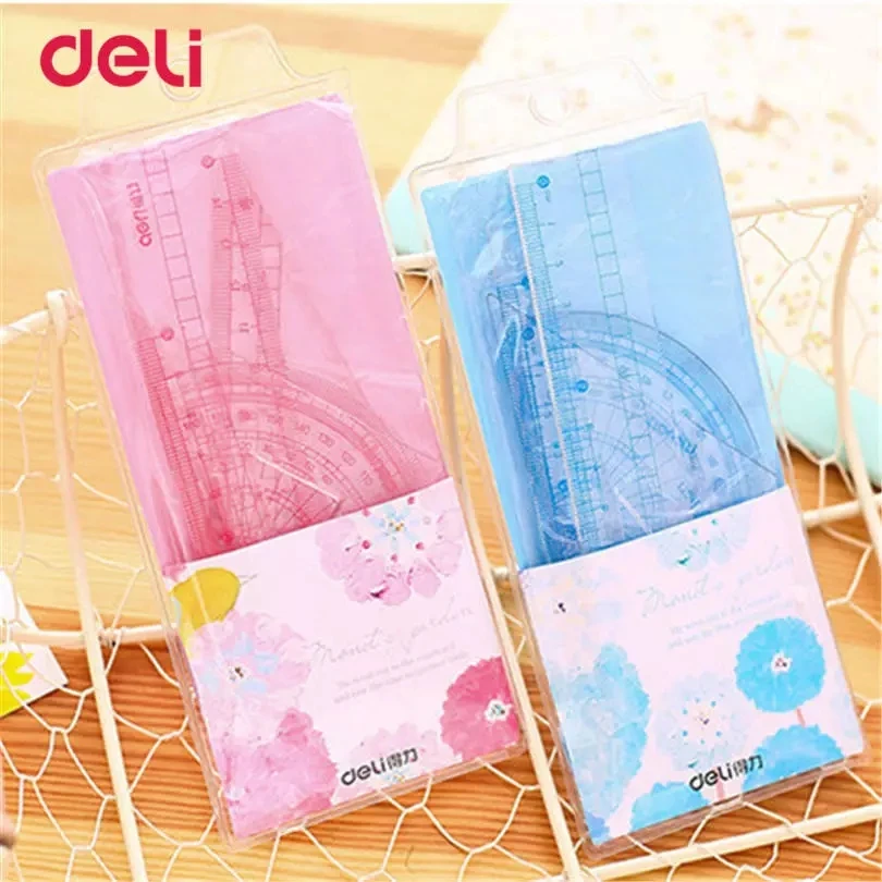 

2017 Rushed Triangular Ruler Papelaria 4 Pcs School Maths Art Drewing Set Plastic Protractor Square Stationery Ruler