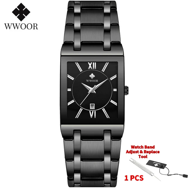 Relogio Masculino WWOOR Gold Black Watch Men Quartz Waterproof Wrist Watch For Men Fashion Square Casual Clock Male Dropshipping 