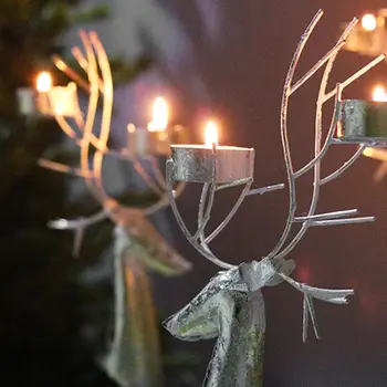 

Creative Christmas Deer Tea Light Candle Holder Center Candlestick Party Decor
