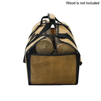 

Camping Log Carrier Bag Heavy Duty Waterproof For Fireplaces Waxed Canvas Firewood Holder Durable Indoor Outdoor Extra Large