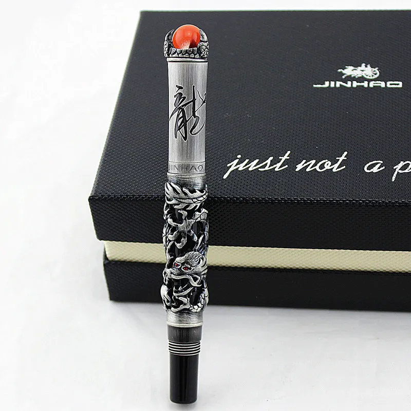 Роскошная Авторучка Jinhao Dragon с вращающимся перламутровым тонким перламутром 0,5 мм металлическая чернильная Подарочная коробка с ручками офисные канцелярские принадлежности - Цвет: Q