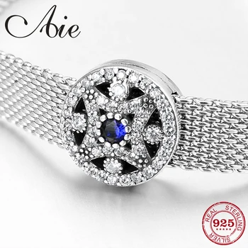 

Snowflake pattern 925 Sterling Silver sparkling CZ beads clips Fit Original Bracelet reflection Charm Jewelry making