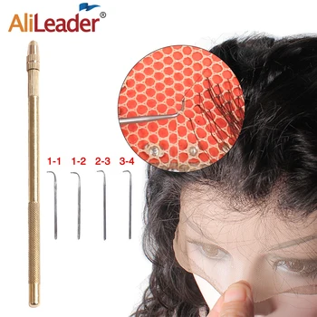 

Alileader 5 Pcs/set Ventilating Needle For Making Lace Frontal Golden Professional DIY Lace Wig Needles With Copper Handle