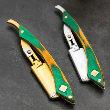 

Men Pro Manual Shaver Wood Handle Hairdressing Shaving Blade Holder Foldable Straight Barber Knife Razor for Hairdresser