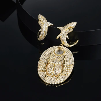 

Temple S925 Silver Shark Scarab Asymmetry Dangle Earring 18K Gold Color With AAA Zircon Luxury Earring for Women Party Jewelry