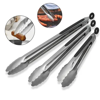 

1pc 12"/ 14" Stainless Steel Grilling BBQ Food Clip Lock Tongs Kitchen Cooking Tool