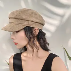 2019 мода зима осень восьмиугольная шляпа Кепка женская украшение из шерсти Повседневная Уличная одежда веревка плоская кепка элегантная