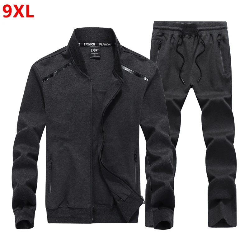 Spring large size men's suit baseball collar plus size youth men sweatpants 8XL 7XL tracksuit men outfit set sweatsuits set Spring large size men's suit baseball collar plus size youth men sweatpants 8XL 7XL tracksuit men outfit set sweatsuits set