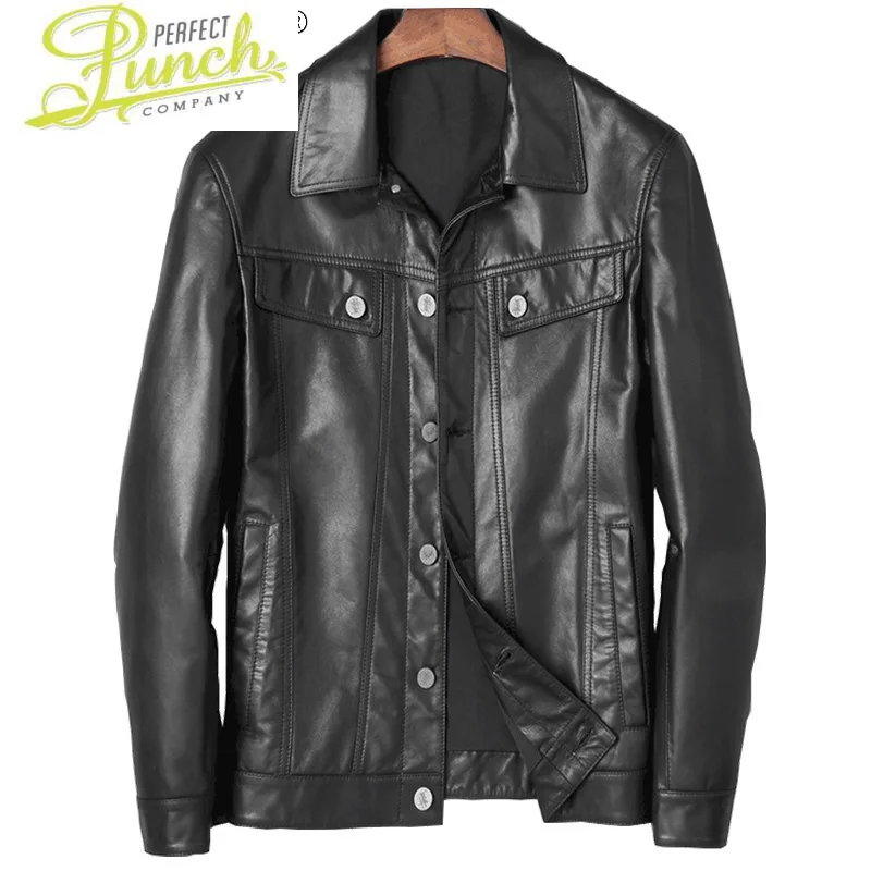 

Men's Autumn Leather Jacket New Genuine Sheepskin Leather Coat Male Black Jackets Casual Chaqueta Cuero Hombre SQQ346