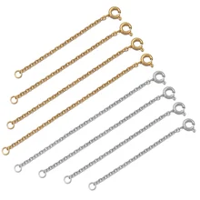 

4pcs Stainless Steel Necklace Extension Chain 2mm Width 2/3/4/6 Inch with 6mm Spring Clasp For DIY Jewelry Making Accessories