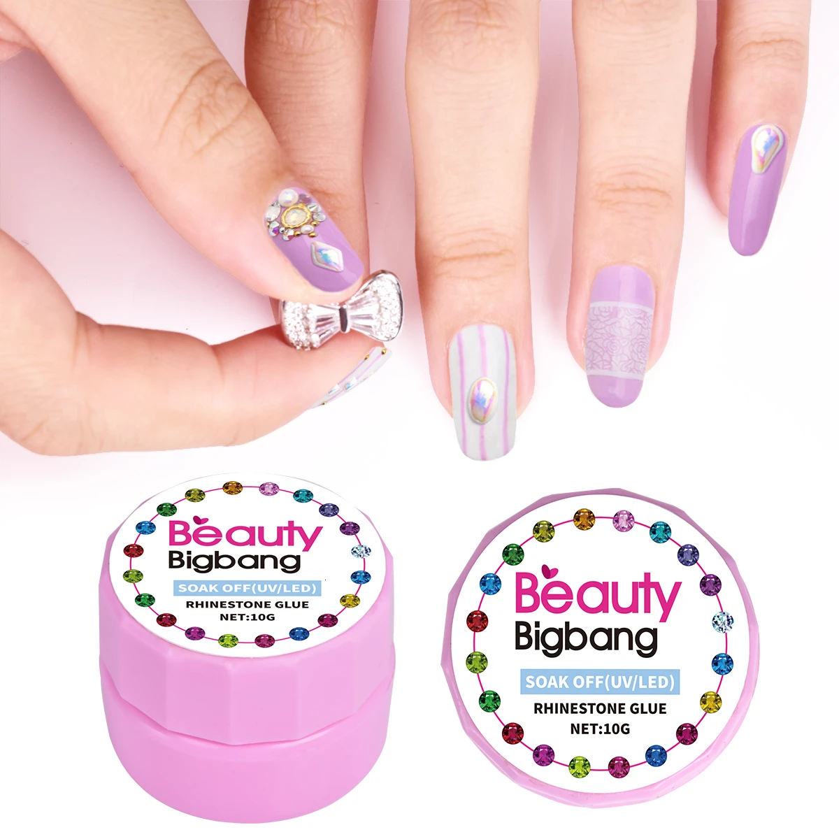 

BEAUTYBIGBANG10g UV Gel Nail Art Rhinestones Metal Jewelry Accessory Super Sticky Adhesive Nail Gel False Tips Glue Manicure