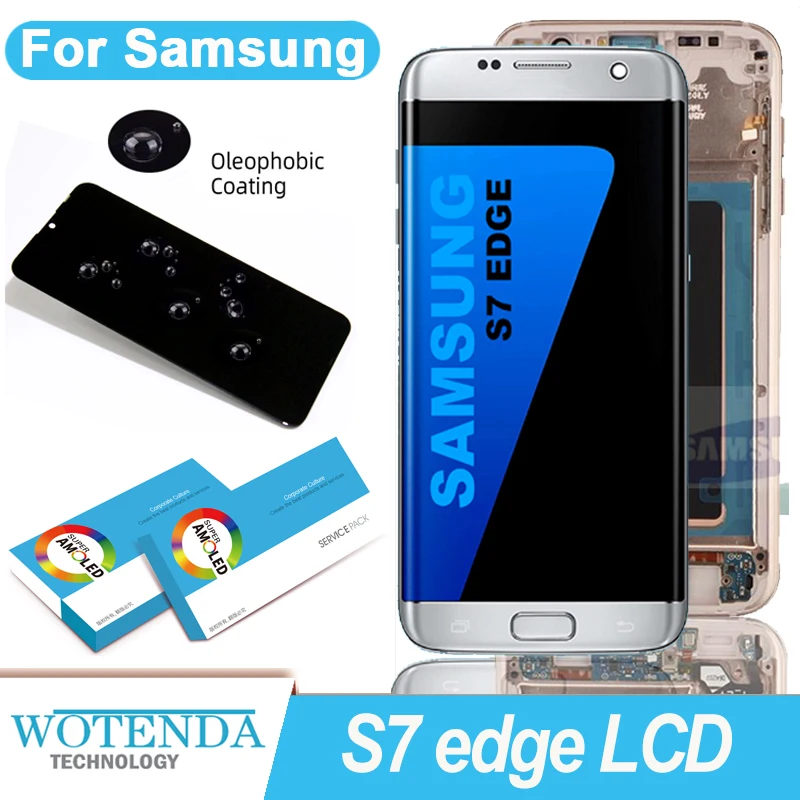 100% Оригинальный 5 &quotAMOLED для Samsung Galaxy S7 край G935 G935F SM-G935F ЖК дисплей с рамкой