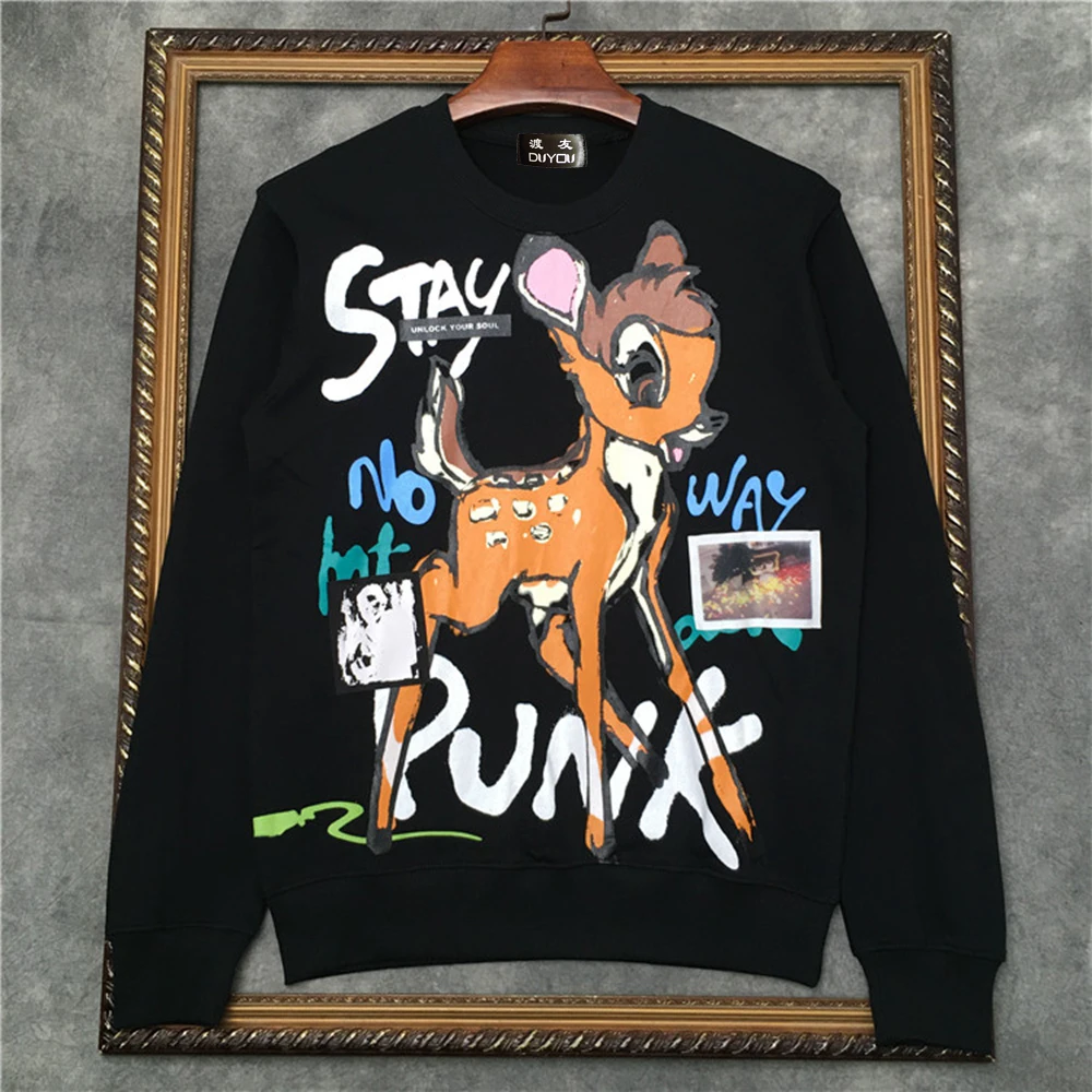 

Marcelo Barrett Hoodies Men's 100% Cotton Pullover With Sika Deer Print Sweatshirt Men Sweaterwear DD|41935E563
