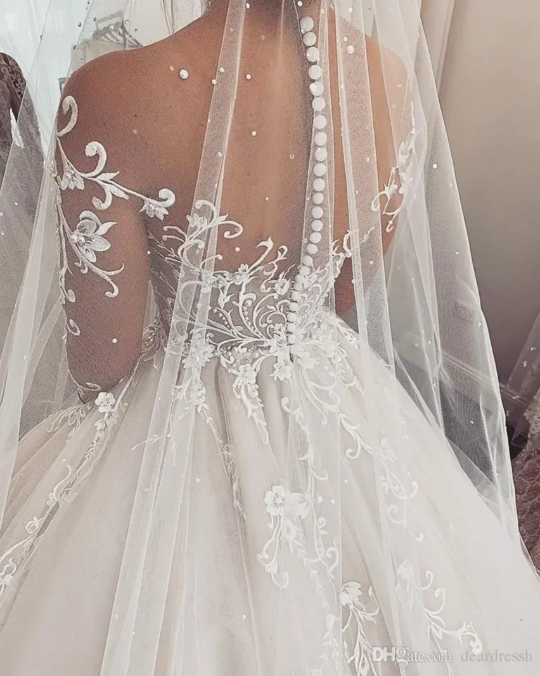 Очаровательное элегантное кружевное свадебное платье robe de mariee, прозрачное свадебное платье с длинными рукавами, изготовленное на заказ, платье для невесты