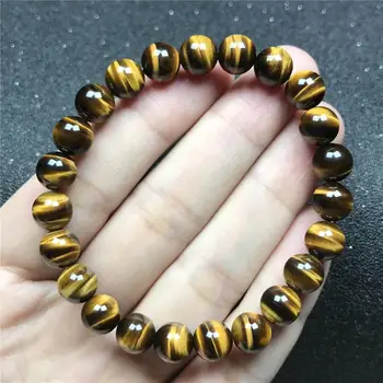 

8mm Natural Yellow Tiger's Eye Bracelet For Woman Man Brazil Round Beads Crystal Gemstone Stretch Fashion Bracelet Jewelry AAAAA