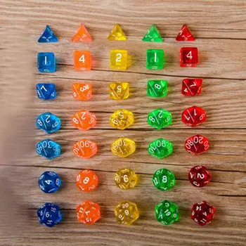 

7Pcs Gem Transparent Dice RPG Games Party KTV For Families Friends Adults