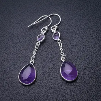

StarGems Natural Amethyst Handmade 925 Sterling Silver Earrings 2" D7153
