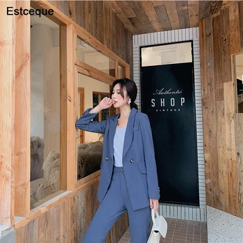 

New Fashion Slim Business Wear Elegant Women Office OL Jacket Set Formal Blazer + Pants Suit Feminino Female