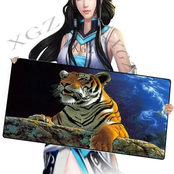 

XGZ Oversized Gaming Mouse Pad Black Locking Edge Anime Painting Tiger Laptop Rubber Table Mat Non-slip Mat for Csgo Dota