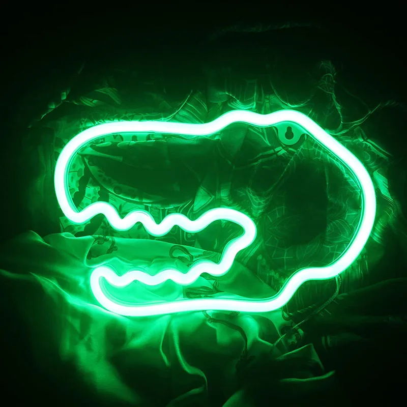 childrens night lights Crocodile-Head Led Neon Light Dinosaur Hanging Lamp Neon Sign Light Home Wall Decor Night Lights Birthday Christmas Gift cool night lights