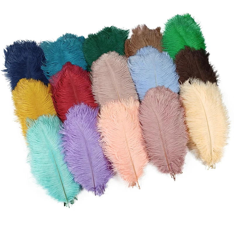 10Pcs/Lot Colored Natural Ostrich Feathers for Crafts DIY Feather Table Centerpieces Plumes Accessories Wedding Party Decoration