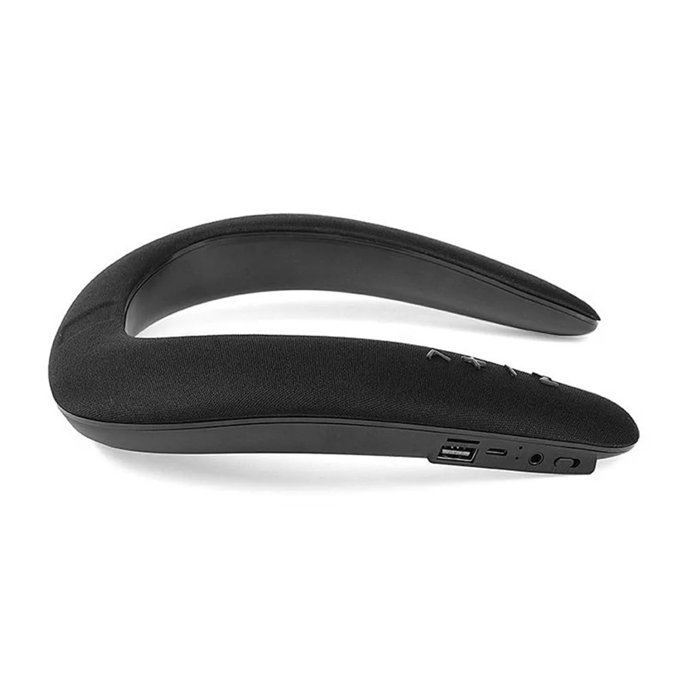 Бег Bluetooth Шейным двойной колонки 3D стерео звук loundдинамики Поддержка FM радио SD карты USB диск громкой связи вызова - Цвет: Черный