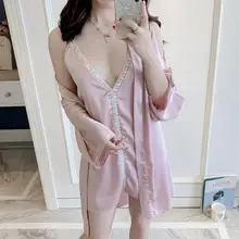 Новинка, женские пижамы, сексуальное нижнее белье, v-образный вырез, халат, женское белье, ночная сорочка на бретельках, халат для подружки невесты, халаты, batas de seda de mujer