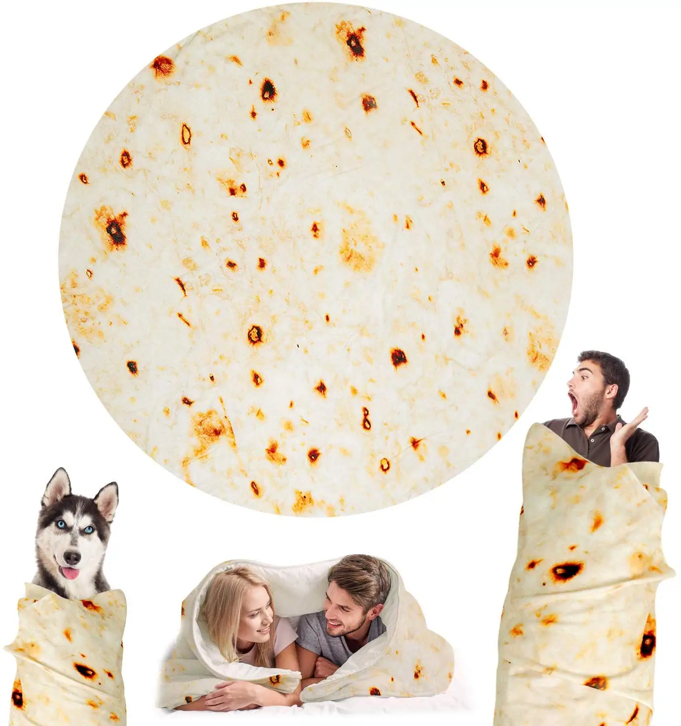 Microfine Burritos Blanket Made of Flannel Material Suitable for Parties Beaches