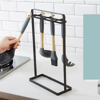 

Kitchen Cookware Storage Rack Iron Storage Rack Rectangular Base Soup Spoon Hanger Soup Ladle Colander Holder Stand Drain Rack