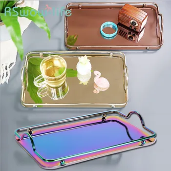 

Light Luxury Stainless Steel Trays Binaural Restaurant Serving Trays Metal Storage Tray Metal Jewelry Tray Decorative Tray