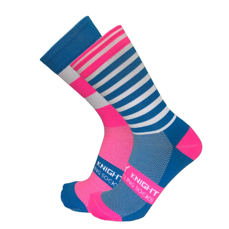 SKYKNIGHT профессиональные велосипедные носки в полоску защищают ноги дышащий фитиль-носок Открытый Дорожный велосипед нейлоновые носки велосипедные аксессуары - Цвет: BLue pink