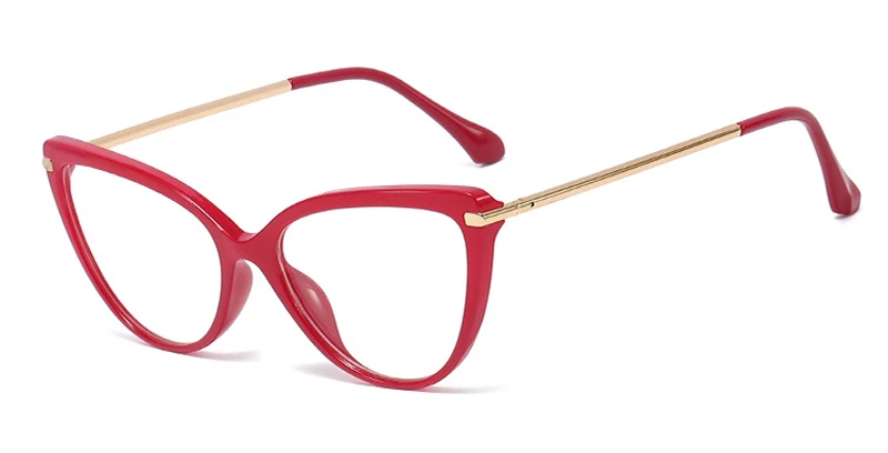 red gold frame Kachawoo очки по рецепту кошачий глаз Ретро золото tr90 оптическая оправа очки женские прозрачные линзы узор стиль подарки на год - Цвет оправы: red gold frame
