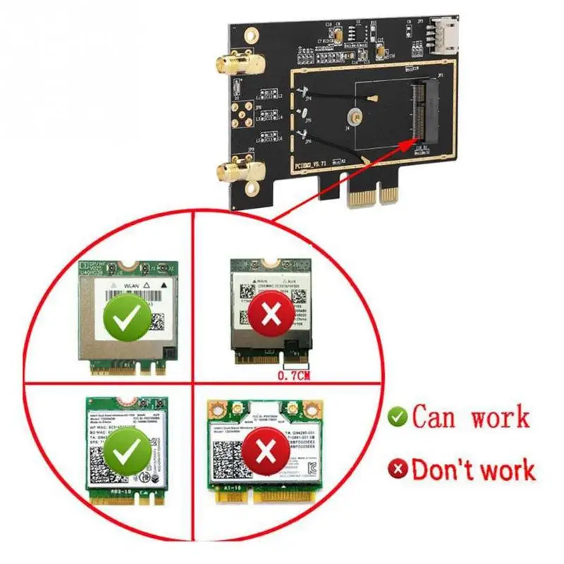 M.2 NGFF к PCI-E настольный адаптер карта беспроводная сетевая карта PCI-Express 1x слот антенна Wi-Fi для 9260 8265 1550AC DW1560
